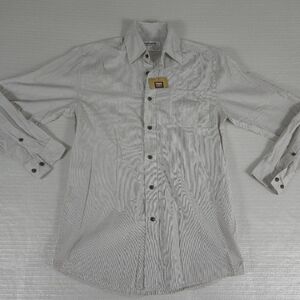 Wrangler Jeans Co Men's Button Up Dress Shirt Long Sleeve Brown Stripe Small